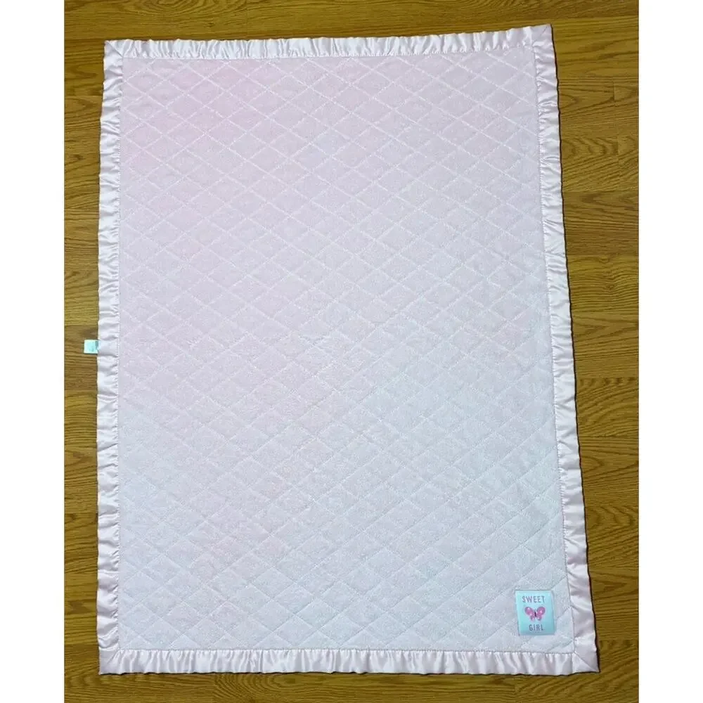 Carters Child of Mine Sweet Girl Butterfly Baby Blanket Pink Sherpa Satin Trim